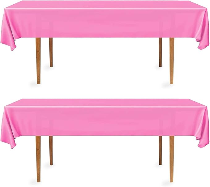 DecorRack 2 Rectangular Tablecloths BPA-Free Plastic, 54 x 108 inch, Dining Table Cloth, Rectangle Table Cover for Parties, Picnic, Camping and Outdoor, Disposable or Reusable, Fuchsia Pink (2 Pack)