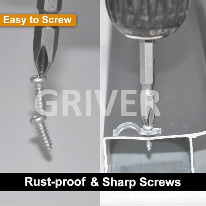 100 Pack Strip Light Mounting Brackets,Fixing Clips,One-Side Fixing,100 Screws Included (For 8mm Wide Waterproof Strip Lights)