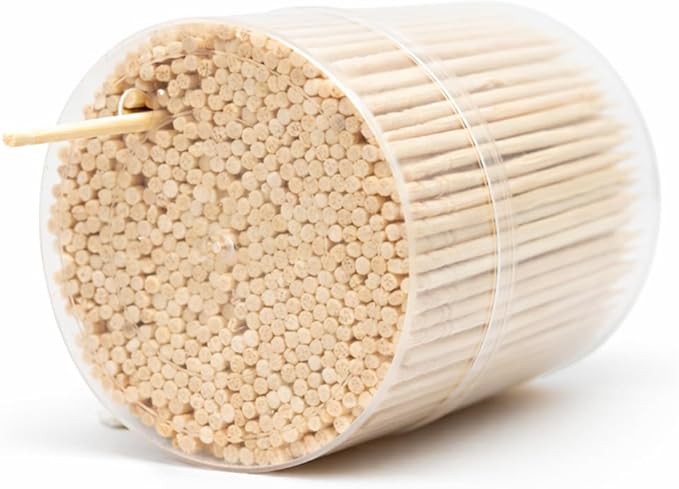 Traditional Single Point Wooden Toothpicks Made from Bamboo, Bulk Pack (500), -1 Container (500)