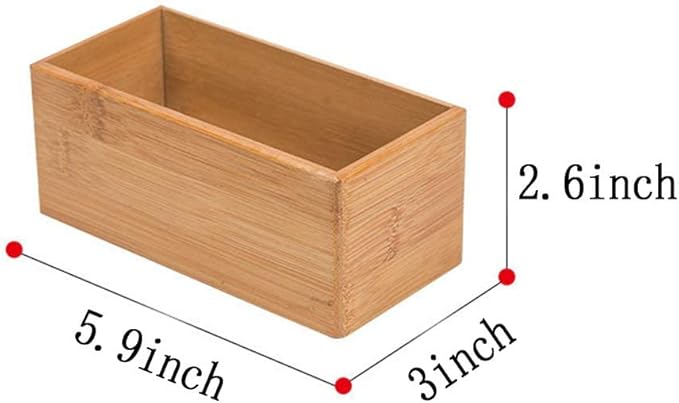 PRATIQUE Bamboo Drawer Organizer - Kitchen Utensil Organizer Silverware Tray Cutlery Holder, Office Desk Supplies and Accessories (5.9x3x2.6 inch)