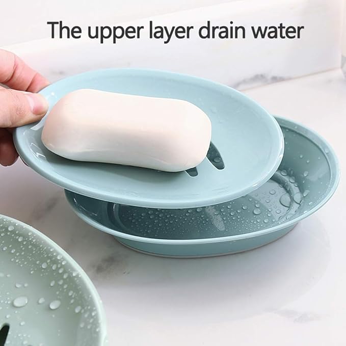 WYOK 2-Pack Soap Dish with Drain Plastic Sponge Holder Easy Cleaning Soap Saver Tray Caddy Keep Dry Stop Mushy for Shower Bathroom Kitchen(White)