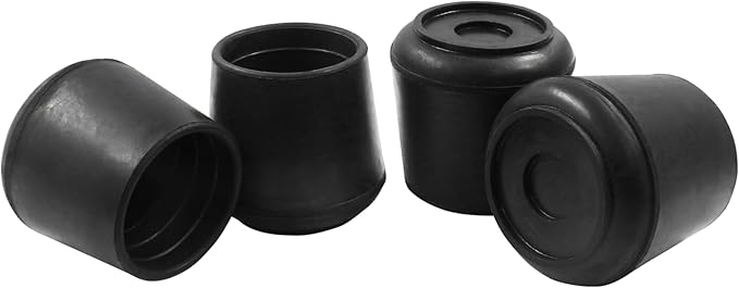 4Pcs 1-1/2 Inch (38mm) Chair Leg Tips Caps, Round Rubber Non-Slip Folding Chair Leg End Caps Black Furniture Table Feet Caps Floor Protector Cover for Hardwood Floors