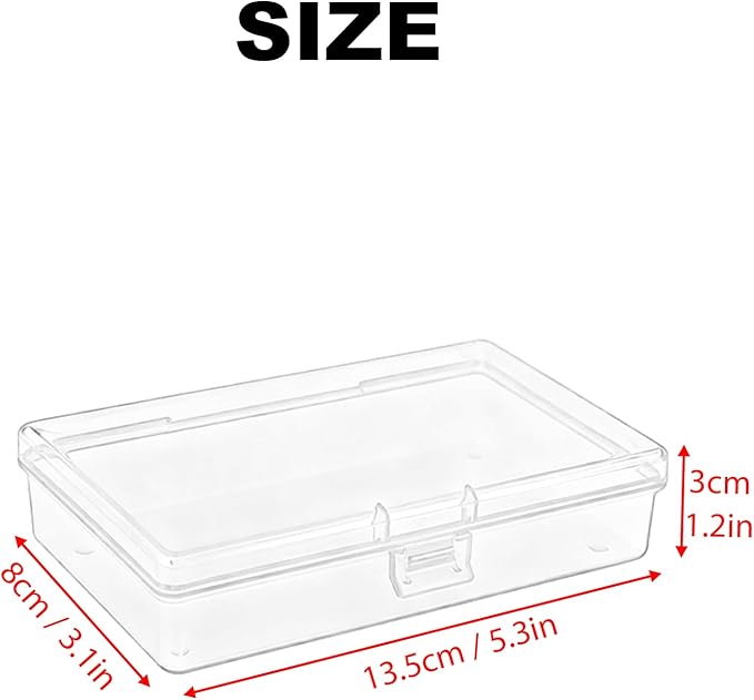 LJY 12 Pieces Rectangular Empty Mini Clear Plastic Organizer Storage Box Containers with Hinged Lids (5.3 x 3.1 x 1.2 inch, Transparent)