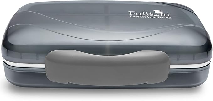 Travel Pill Organizer Large Portable Moisture Proof Vitamin Case, Fullicon Oversize 8 Compartment Pill Box, Pill Holder - Airtight & Moistureproof – Grey