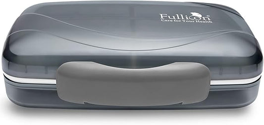 Travel Pill Organizer Large Portable Moisture Proof Vitamin Case, Fullicon Oversize 8 Compartment Pill Box, Pill Holder - Airtight & Moistureproof – Grey