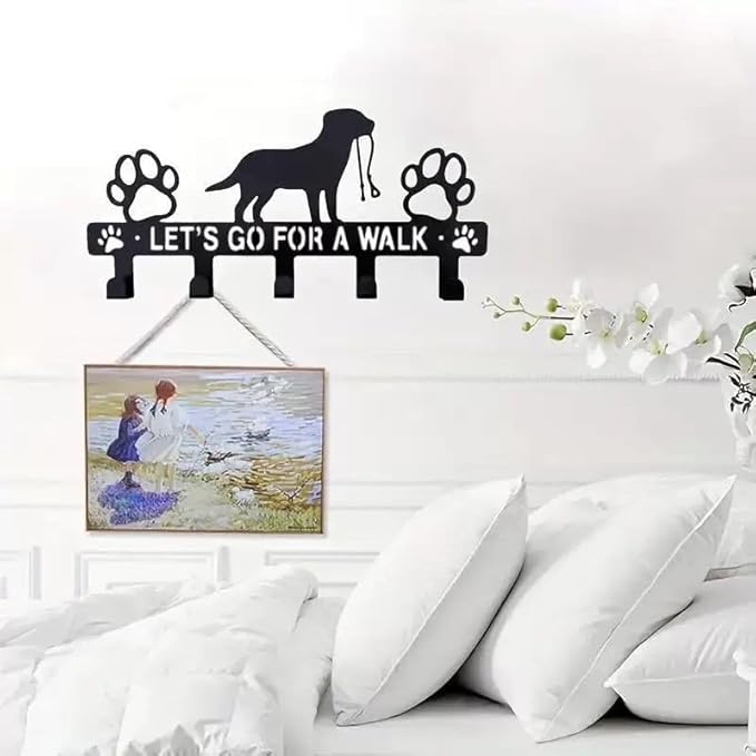 5-Hooks Dog Leash Holder for Wall， Dog Accessory Holder ，Metal Key Holder Leash Hooks