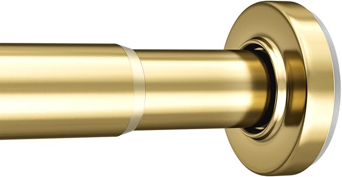AmazerBath Spring Tension Shower Curtain Rod, 31-46.5 Inches Heavy Duty Shower Curtain Rod Rust Proof Bathroom Curtain Rod, Adjustable Shower Curtain Rod No Drill Easy Segmented Installation, Gold