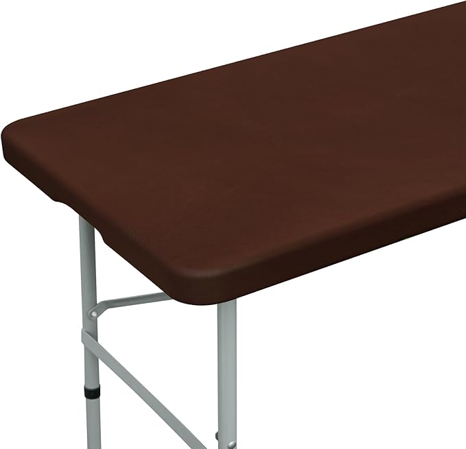 NEWISHER Fitted Rectangle Tablecloth 36 x 60 Inch Elastic Table Cloth Stretch Spandex Table Cover Brown Washable Polyester Table Top Cap Cover for Dining Picnic Camping Indoor and Outdoor