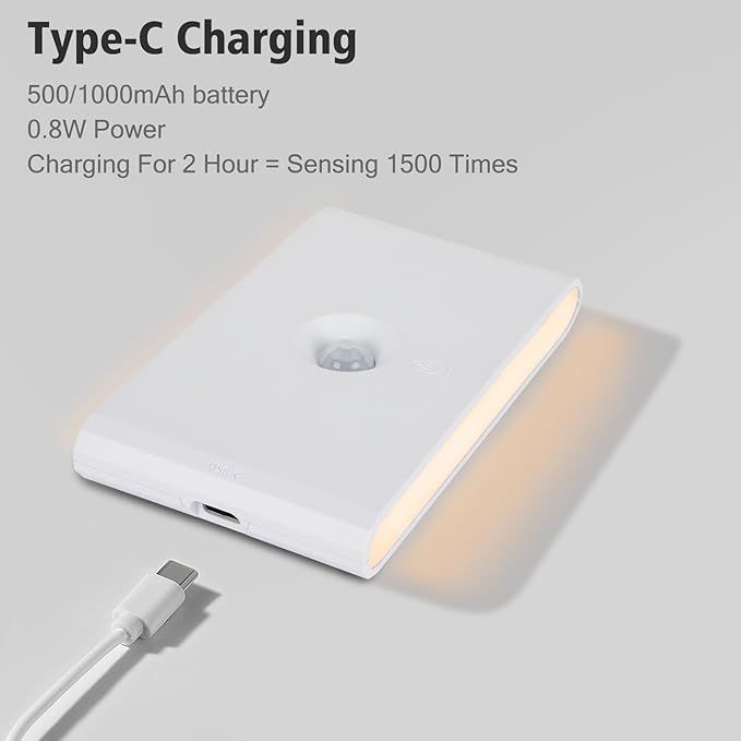 2 Pack Night Light, Motion Sensor Night Light Rechargeable Day Mode & Night Mode 2700K-6500K White Dimmbale for Bedroom Kitchen Hallway Stairs