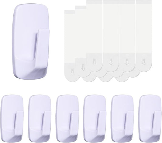 Heavy Duty Large Wall Hooks 6 pcs with 12 Adhesive Strips, Removable Wall Hook for Hanging, Damage Free Coat Hanging Hooks, Adhesive Hook for Towel, Robe, Key,Classroom Decor,Dorm Room Rv Essentials