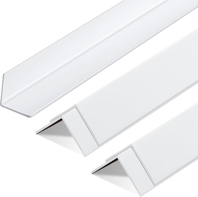 Sasylvia 5개 벽 모서리 보호대, 비닐 1-1/8 x 48인치 코너 트림 몰딩, 긁힘 방지, 쉬운 설치 및 청소, 문/조리대/가구/캐비닛 보호, 화이트