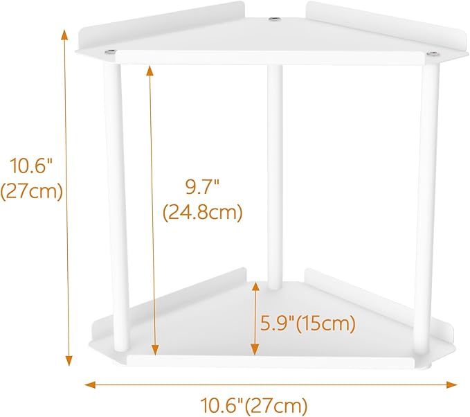 2 Tier Bathroom Counter Organizer, Vanity Organizer Corner Shelf, Skincare, Makeup Countertop Organizers, Kitchen, Bathroom Counter Storage, White