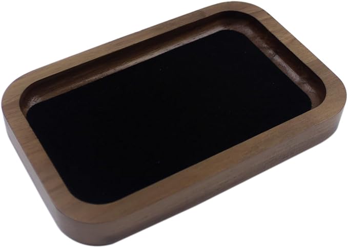 Walnut Solid Wood Square Jewelry Display Valet Tray Dish for Elegant Presentation of Your Finest Pieces, Perfect for Personal Use Men Gift