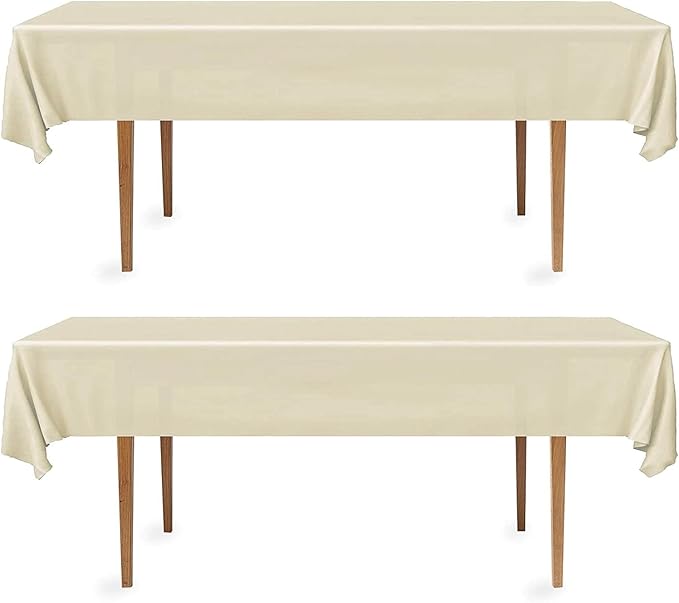 DecorRack 2 Rectangular Tablecloths BPA-Free Plastic, 54 x 108 inch, Dining Table Cloth, Rectangle Table Cover for Parties, Picnic, Camping and Outdoor, Disposable or Reusable, Ivory (2 Pack)