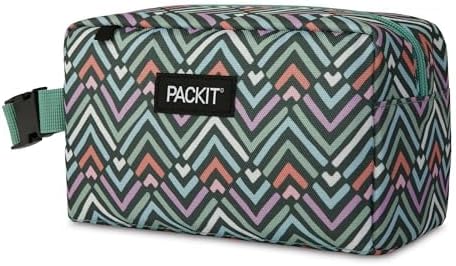 PackIt Freezable Small Insulated Snack Box, Diamond Chevron, with EcoFreeze Technology (Built-in Ice Pack), Mini Cooler or Small Lunch Bag, For Fresh Snacks On the Go, for Work, Gym, or Travel