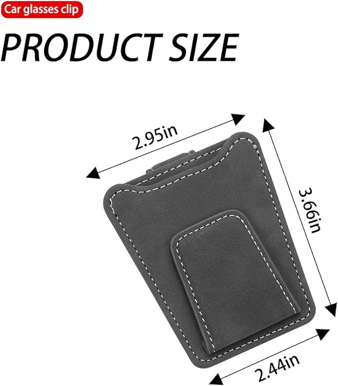 8sanlione Sunglasses Holder for Car Sun Visor, Magnetic Leather Glasses Hanger Clip, Eyeglass and Ticket Card Storage Mount, Auto Interior Accessories Universal for Vehicle SUV Truck (Gray)