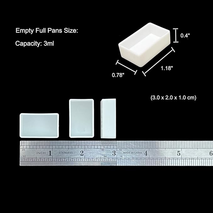 48Pcs Empty Watercolor Paint Pans – Full Pans, 3ml White Plastic Pans for Metal Watercolor Tins, Perfect for DIY Custom Palette, Repacking Solid & Homemade Watercolors