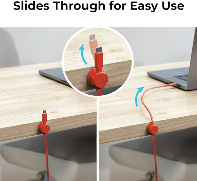 BLACK+DECKER Magnetic Cord Organizer Holder, 6 Pack Magnetic Cable Clips, Under Desk Cable Management, Strong Adhesive Cord Holder for Nightstand Kitchen Appliances Car Wall Office (Coral Rose)