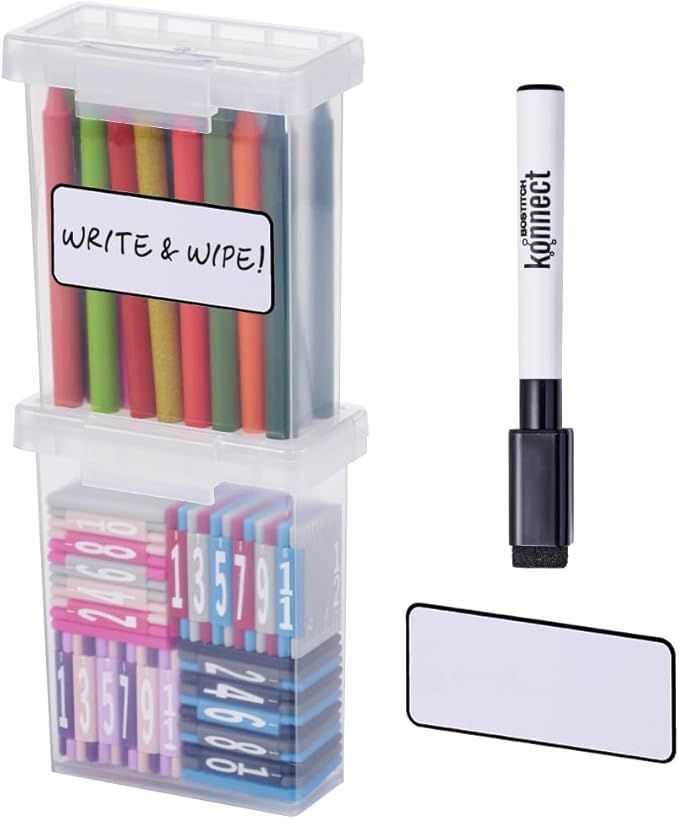 Bostitch Konnect Storage Containers with Lids, Organizer, Clear Plastic Box, Stackable Nesting Bins, Small, 2 Pack