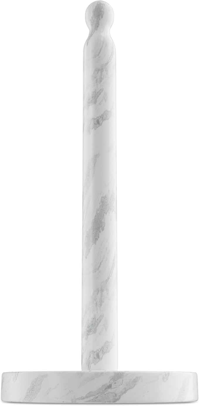 Koville Natural Marble Paper Towel Holder Countertop, 6" Genuine Stone Paper Towel Holder Stand for Kitchen Storage, for Standard Rolls (Namib Fantasy)