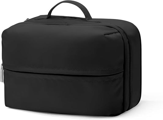 Travel Cosmetic Bag Women Portable Makeup Case Organizer Wide-open Toiletry Pouch for Cosmetics Toiletries (Black)