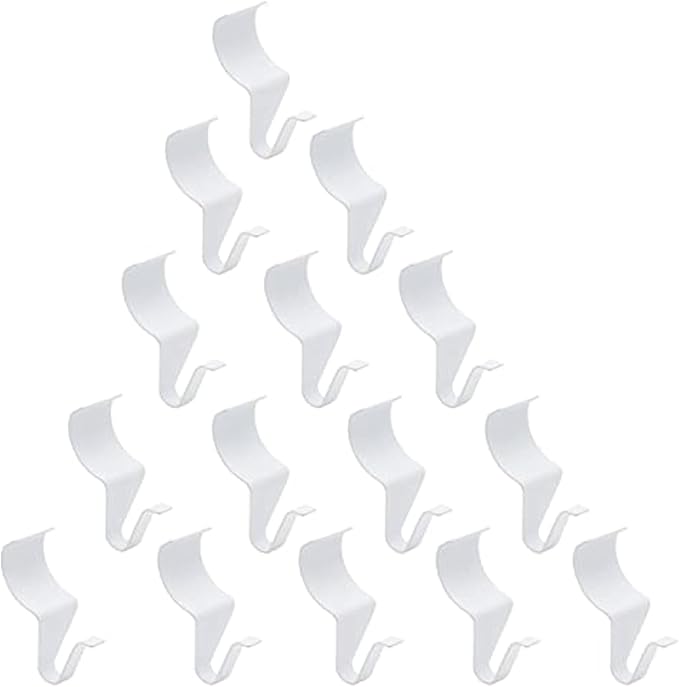 24 Pack No-Hole Needed Vinyl Siding Hooks, White Vinyl Siding Hangers Metal Clips Stainless Steel Wall Hanging Hooks for House Outdoor Light Decorations