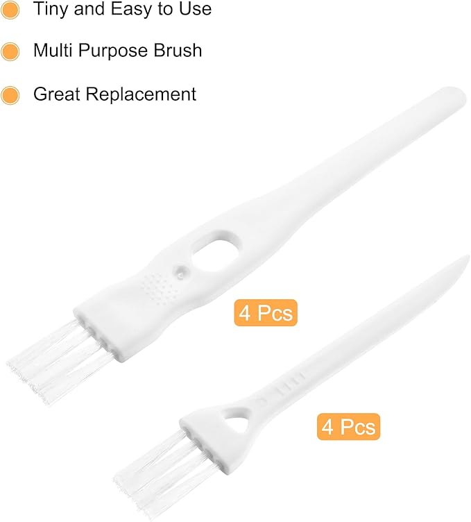 MECCANIXITY Shaver Cleaning Brush Tools with White Handle White Nylon Bristles 2 Sizes for Keyboard, Window Track, Vent Outlet, Home, Office, 8 Pack