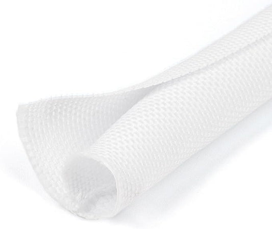 1/2 inch Split Braided Cable Management Sleeve for USB Cable Power Cord Audio Video Cable, High-Temperature Automotive Harness Wire Loom Cord Protector from Cat Dog Chewing (White, 10FT)