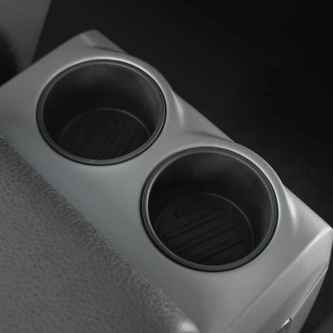 Rear of Center Console Cup Holder for Ford F150 2009-2014 with Flow Through Console Cup Holder Replacement Insert for F150 TPE Drink Bottle Holder 2PCS (with Flow Through Console)