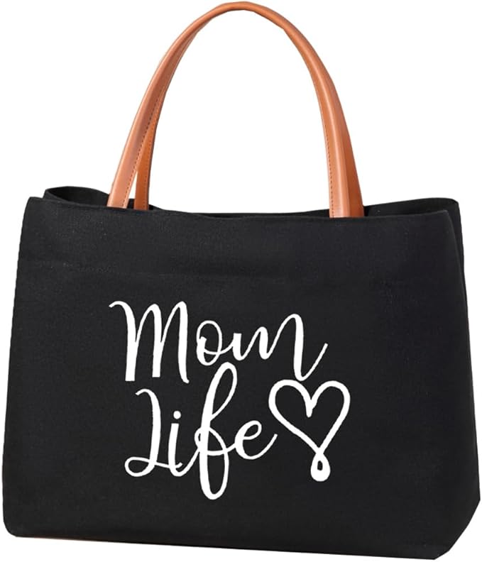 kifasyo Mom Mama Bag Mother Gifts Momlife Tote for Hospital, Shopping, Beach, Travel