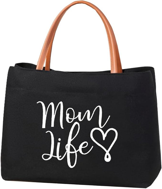 kifasyo Mom Mama Bag Mother Gifts Momlife Tote for Hospital, Shopping, Beach, Travel