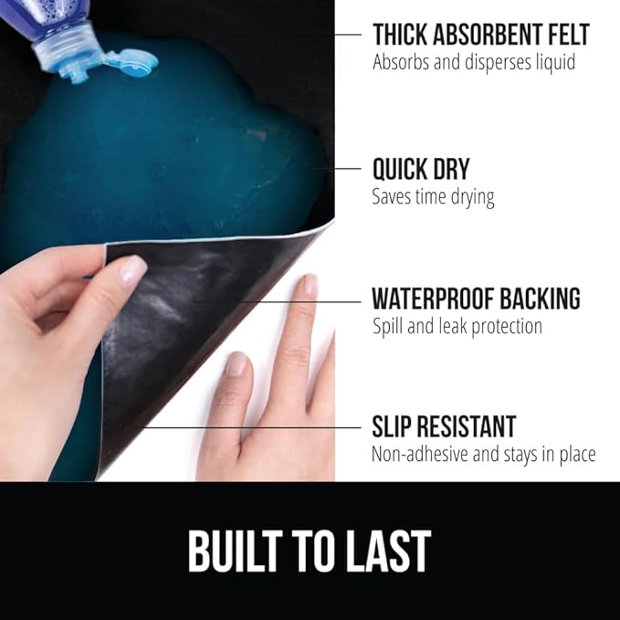 GORILLA GRIP LeakGuard Non-Adhesive Under Sink Mat for Kitchen Cabinet, 24x50, Waterproof Quick Dry Shelf Liner, Durable Absorbent Felt Mats for Bathroom Sinks, Cabinets, Dresser, Easy to Trim, Black