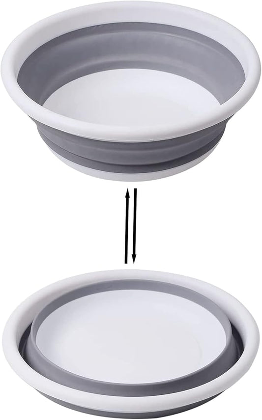 Ahyuan Collapsible Portable Wash Basin Dishpan 5L Kitchen Dish Pans Washing Basin Foldable Wash Dish Tub for Camping Supplies, Marine, Camper Accessories for Travel Trailers (Gray)