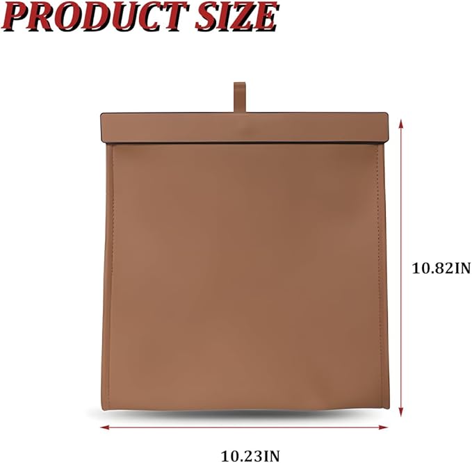 HZEL Car Trash Can, Multifunctional Leather Hanging Leakproof Backseat Garbage Container Bin, Auto Interior Backseat Dustbin Trash Bag Storage Organizer, Universal for SUV RV Truck (Light Brown)