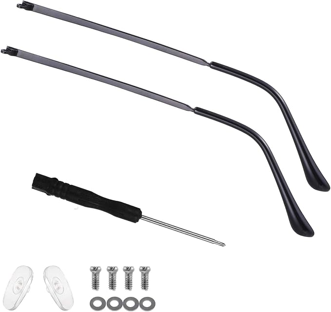 1 Pair Metal Glasses Arm Replacement, Universal Eyeglasses Repair Kit with Screws and Glasses Legs Replacement, Eye Glasses Tightening Kit Include Screws, Washers, Screwdrivers