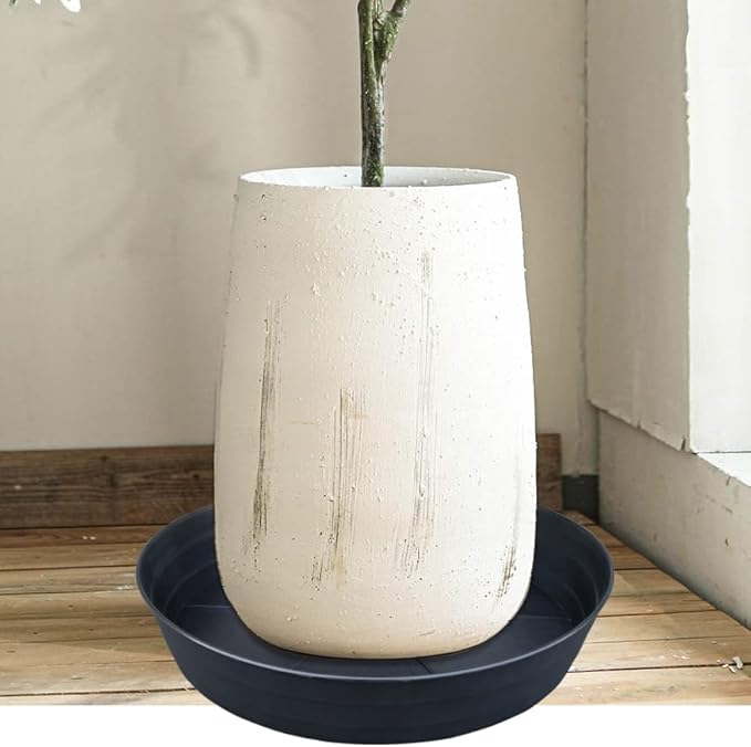 25 Inch Extra Large Planter Saucer, Extra-Deep 4.25 in Black Drip Trays for Flower Pot, Heavy Duty Drainage Tray Indoors No Holes, Plastic Plant Plate Water Catcher for Pots Base 19 20 21 22 in