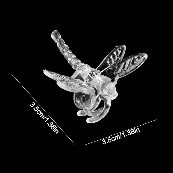 Watris Veiyi 100Pcs Plant Orchid Clips, Garden Plant Support Clip, Dragonfly Orchid Clips, Portable Cute Flower Vine Clips(Transparent)