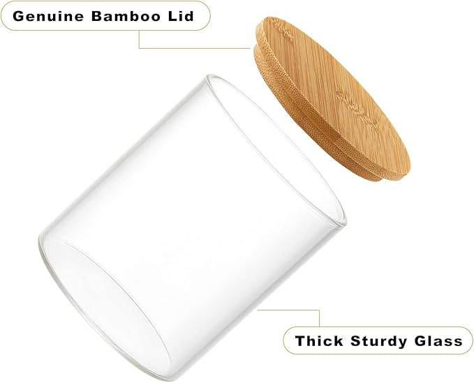 4 Pack Glass Qtip Holder Dispenser Glass Apothecary Jars with Lids Cotton Ball Swab Pad Holder Bathroom Essential Canisters Accessories Jars for Bathroom Organization Vanity Organizers