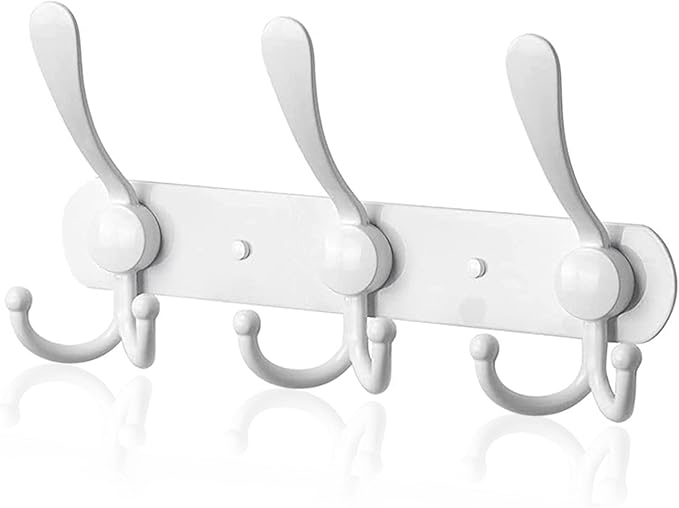 Coat Rack Wall Mounted,3 Tri Stainless Steel Coat Hook for Coat Hat Robes Towel in Mudroom Entryway (White, 1 Pack 3 Hook)