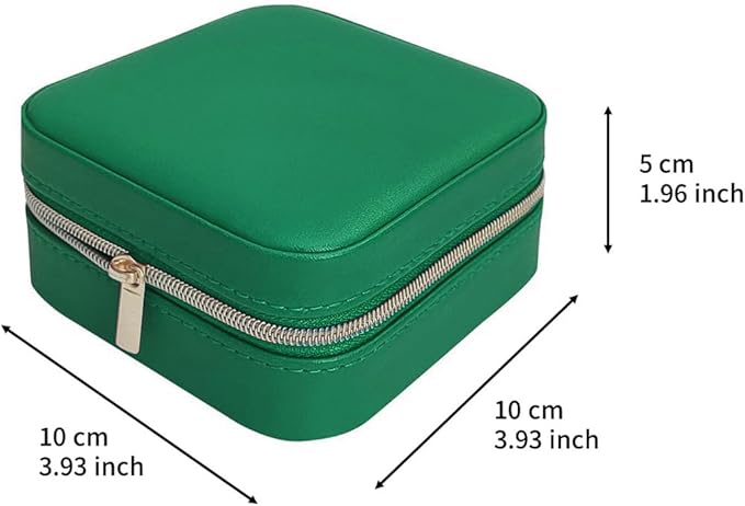 Jewelry Travel Case with Mirror,Small Travel Jewelry Organizer, Portable Jewelry Box Travel Mini Organizer Portable Display Storage Box For Rings Earrings Necklaces (Green)
