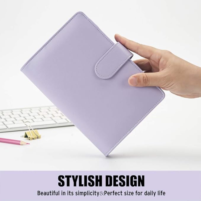 Sooez A6 Notebook Binder, 6 Ring Planner with Stylish Design, Loose Leaf Personal Organizer Binder Cover with Magnetic Buckle Closure, PU Leather Binders for Women with Macaron Colors,7.48"x5.2"
