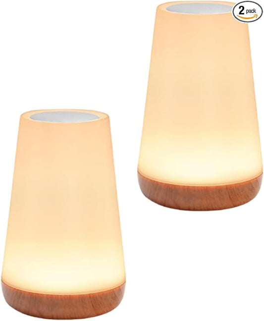 2 Pack LED Night Light,13 RGB Colors & 5 Brightness, USB Rechargeable Touch Lamp, Portable Lamp for Baby, Bedroom, Living Room