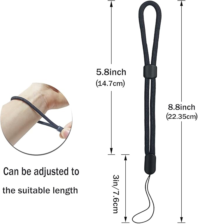 yuntop 5PCS Wrist lanyard, 8.8 inch Hand Wrist Strap Lanyard, Adjustable Nylon Wristlet Straps for Cell Phone, Camera, GoPro, PSP, USB Flash Drives, Flashlight (Black)