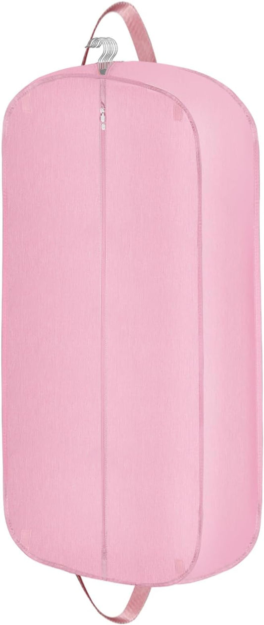 Limoomil 6" Gusseted Waterproof Garment Bag for Travel, 43" Tear Resistance Suit Bag for Men Travel for Suits, Tuxedos, Coats, Uniforms. (pink, 42")