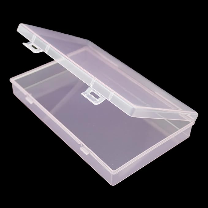 Goodma 4 Pieces Rectangular Plastic Boxes Empty Storage Organizer Containers with Hinged Lids for Small Items and Other Craft Projects (Pink, 7.1 x 4.3 x 1.2 inch)