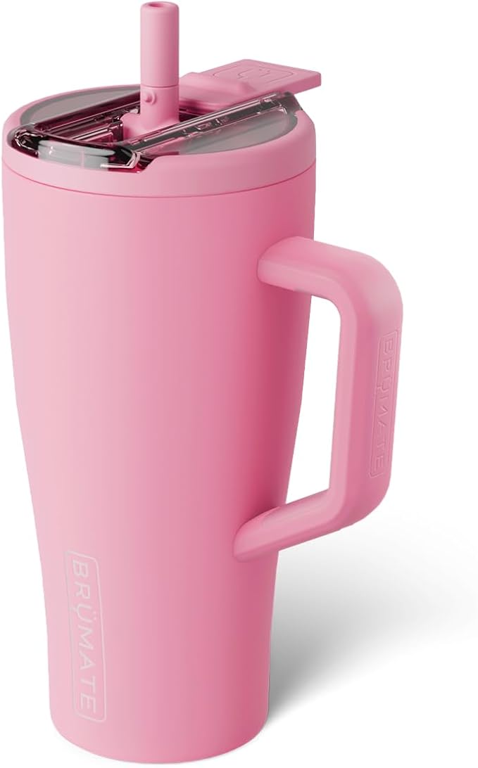 BrüMate Era Flip 30oz Tumbler with 100% Leakproof Covered Straw Lid | Hygienic Covered Straw | Insulated Stainless Steel Water Bottle with Handle | Cup Holder Friendly | BPA-Free (Primrose)