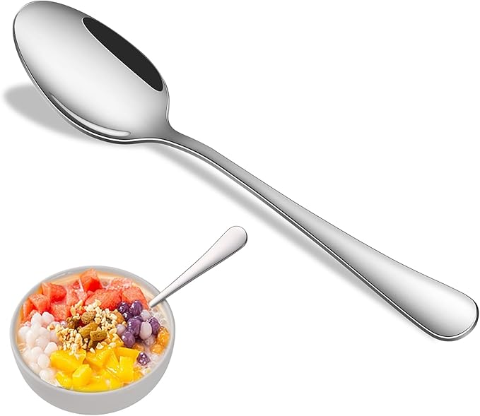 Dinner Spoon Set,8-Piece 7.3 Inch Soup Spoons,Premium Food Grade Stainless Steel Table Spoon,Durable Metal Tablespoon,Dishwasher Safe Silverware Spoons