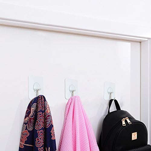 FOTYRIG Adhesive Hooks 15lb (Max) 180 Degree Rotating Heavy Duty Sticky Wall Hooks for Hanging, Space Saving Towel Hooks Holder, Seamless Stick on for Bathroom Kitchen Office Outdoors - 20 Packs