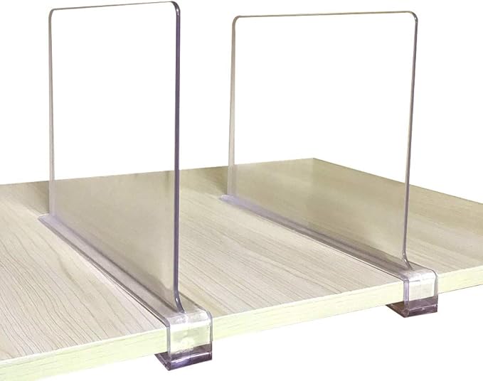 CY craft Shelf Dividers for Closets, Clear Acrylic Shelf Divider for Wood Shelves and Clothes Organizer/Purses Separators Perfect for Kitchen Cabinets and Bedroom Organizer,2 Pieces