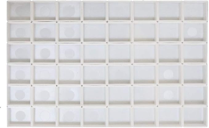 48Pcs White Plastic Empty Watercolor Half Pans – 2ML Capacity, Refillable Paint Pans for DIY Solid Watercolors Gouache – Fits Metal Watercolor Tins & Travel Palette Box